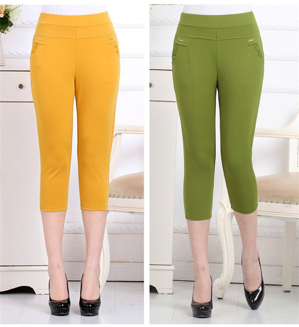 Women's Solid Color High - waist Casual Pants - Bay Buy Shopping