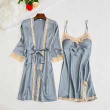 Women's Spring Two Piece Silk Sleeping Dress - Bay Buy Shopping