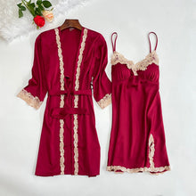 Women's Spring Two Piece Silk Sleeping Dress - Bay Buy Shopping