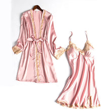 Women's Spring Two Piece Silk Sleeping Dress - Bay Buy Shopping