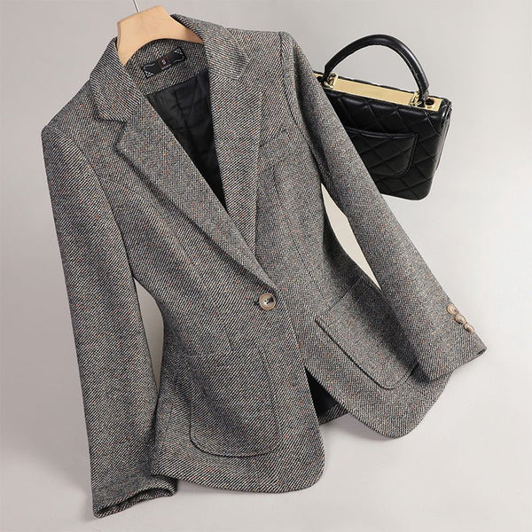 Women's Woolen Quilted Suit Jacket Thick Suit - Bay Buy Shopping