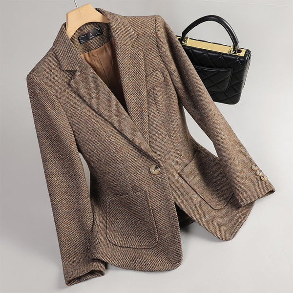 Women's Woolen Quilted Suit Jacket Thick Suit - Bay Buy Shopping